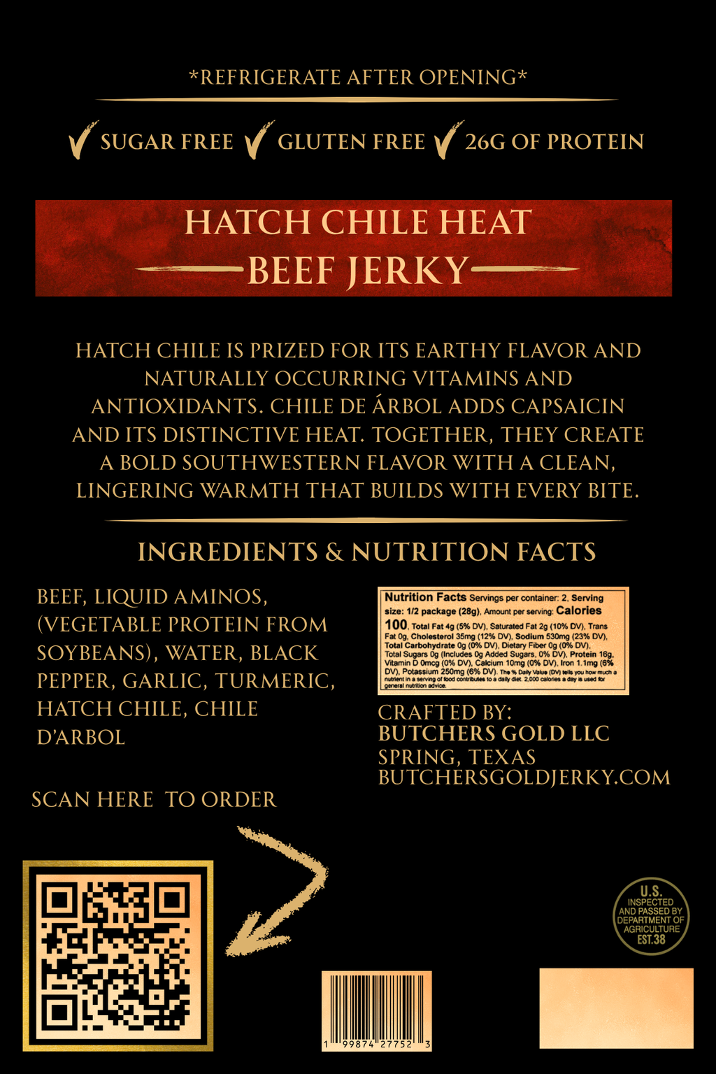 Hatch Chile Heat Beef Jerky — By the Pound