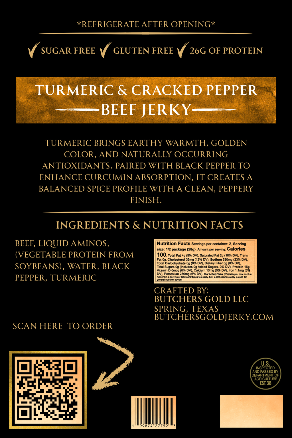 Turmeric & Cracked Pepper Beef Jerky