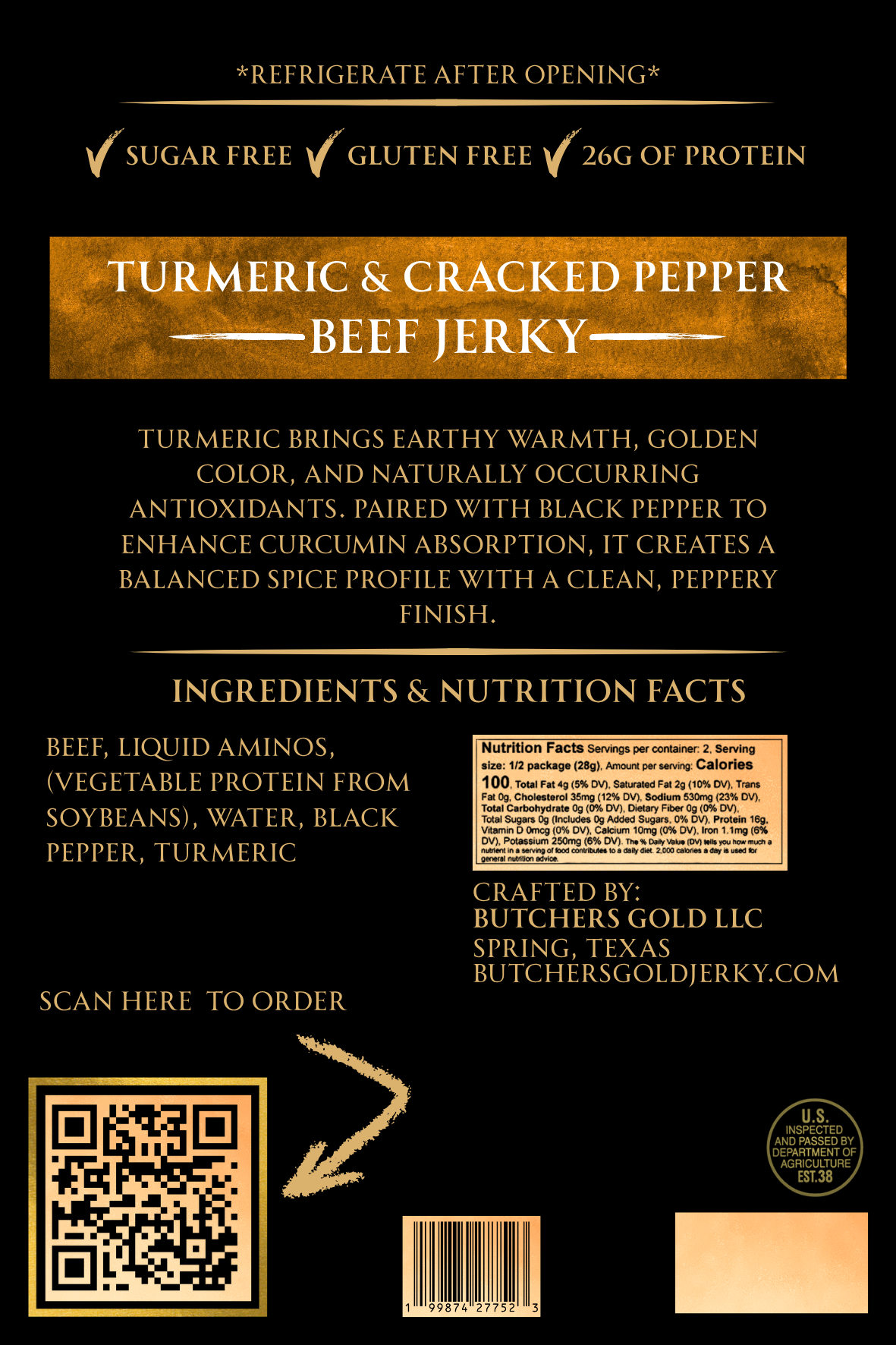 Turmeric & Cracked Pepper Beef Jerky