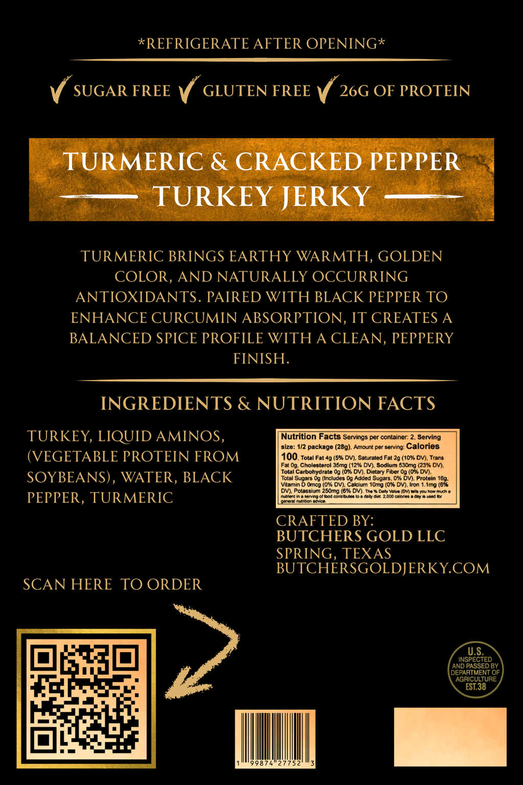 Turmeric & Cracked Pepper Turkey Jerky