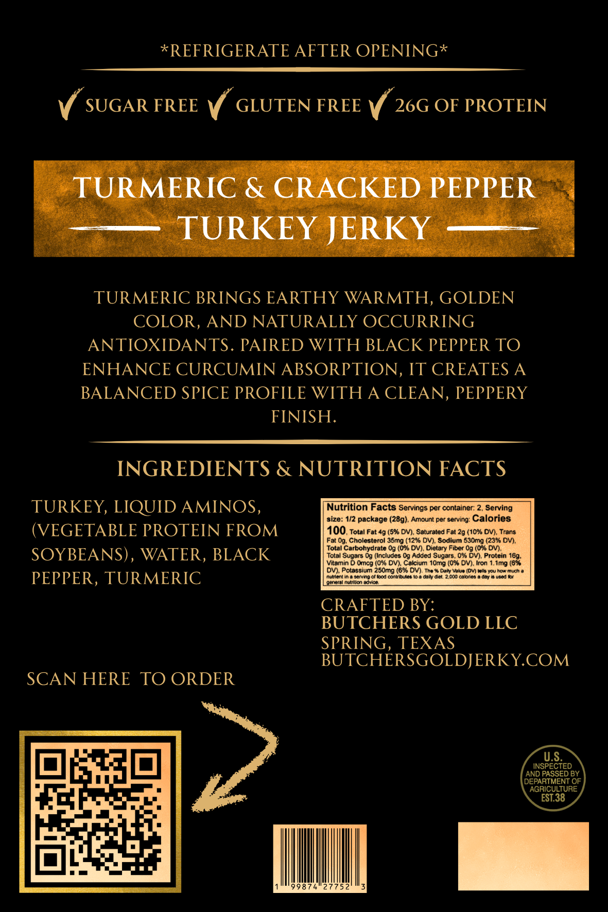 Turmeric & Cracked Pepper Turkey Jerky